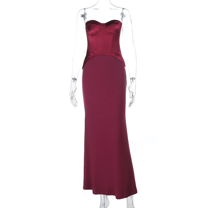 Damen Elegantes Bodenkleid mit strategisch platzierten Schnürdetails Drune