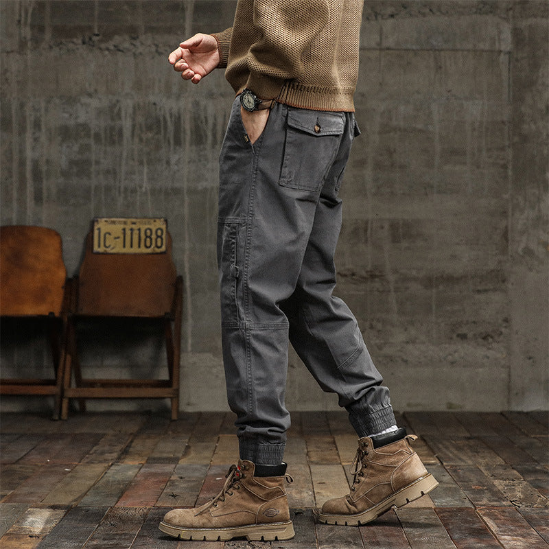 Herren Moderner Utility-Jogger mit elastischem Komfortbund, Kniepaneelen und Cargotasche Drune