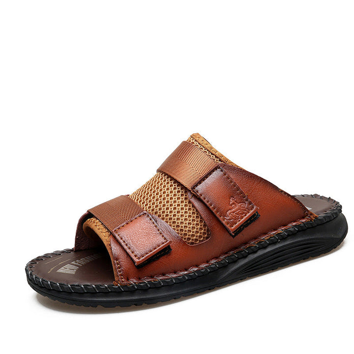 Herren Atmungsaktive Leder-Sandalen mit verstellbarem Klettverschluss Drune
