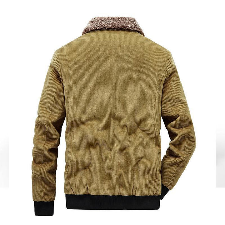 Herren Kord-Fieldblouson mit Sherpa-Innenfutter, Stehkragen und aufgesetzten Pattentaschen Drune