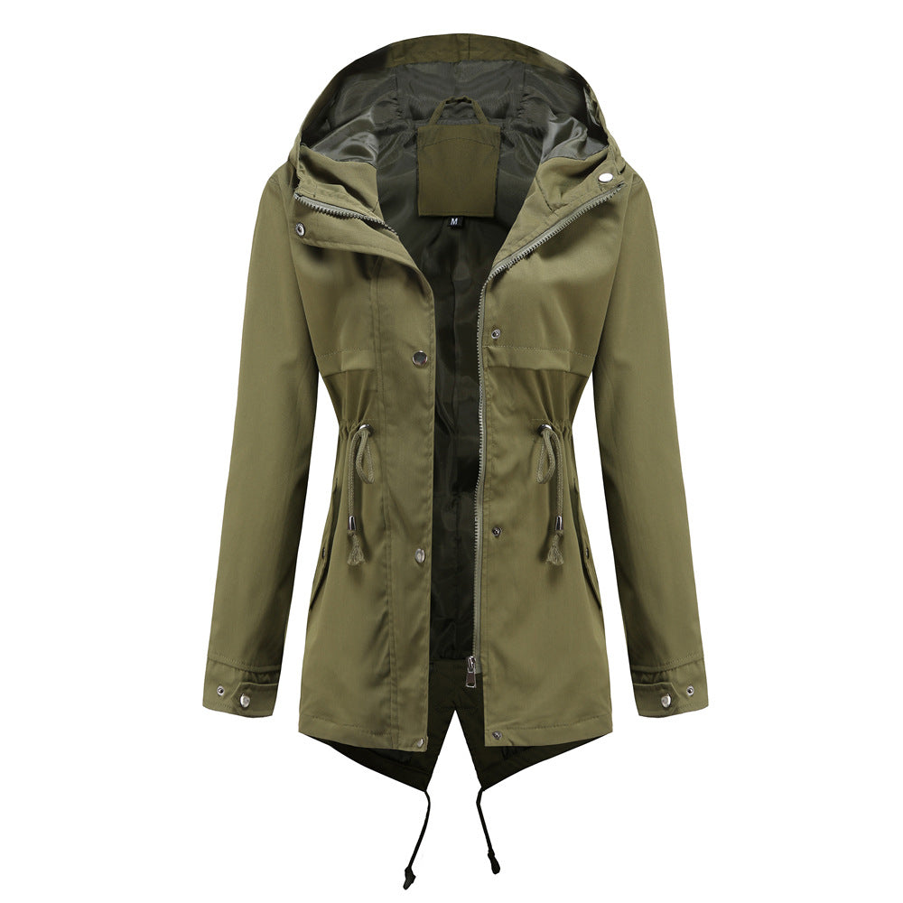 Damen nan wasserabweisender Parka mit taillenkordel und asymmetrischem Saum Drune