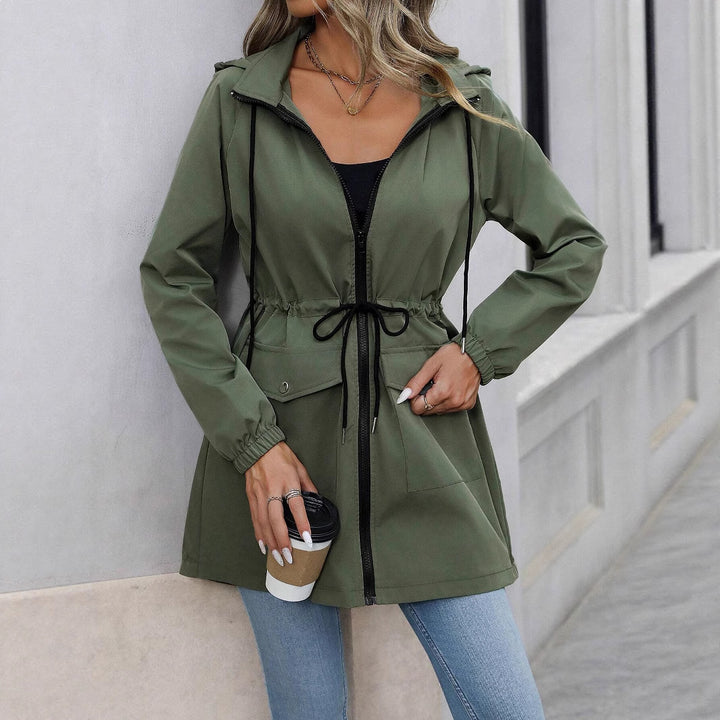 Damen praktische Kapuzenjacke mit verstellbarem Bund und Taschen Drune