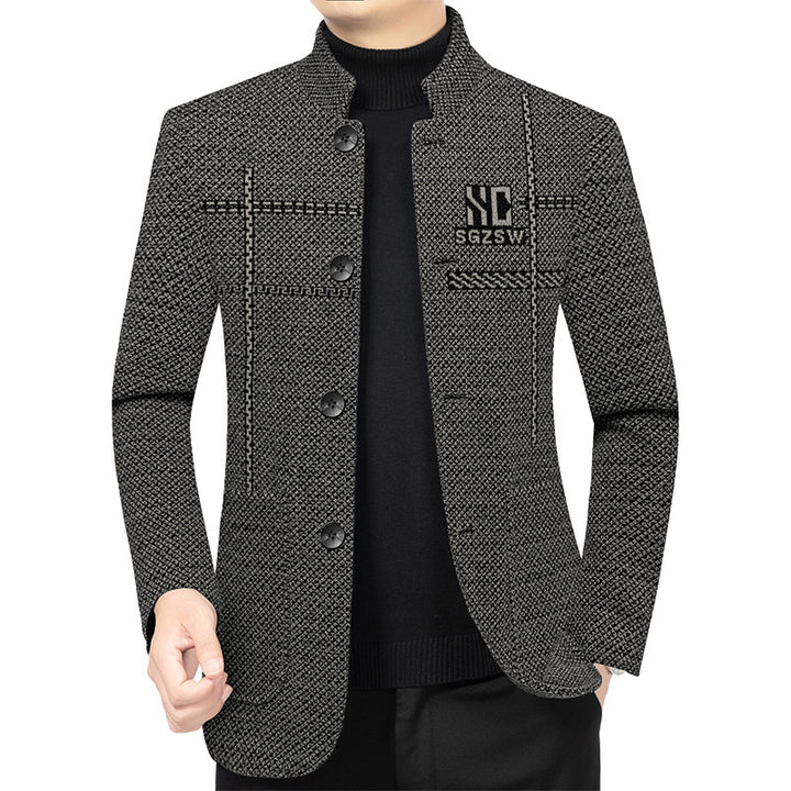 Herren Sakko-Cardigan mit wärmender Teddyfutter und Stehkragen Drune
