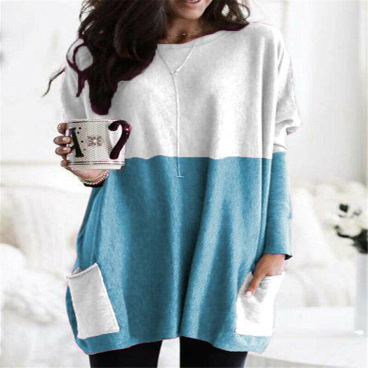 Damen nan oversized Longshirt mit Kontrastblock und aufgesetzten Taschen Drune