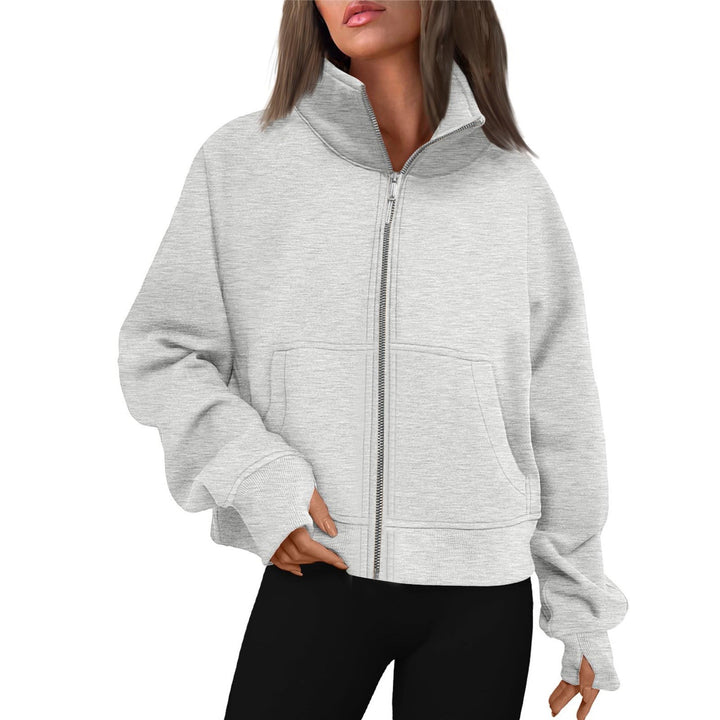 Damen bequeme Sweatjacke mit hohem Kragen Drune
