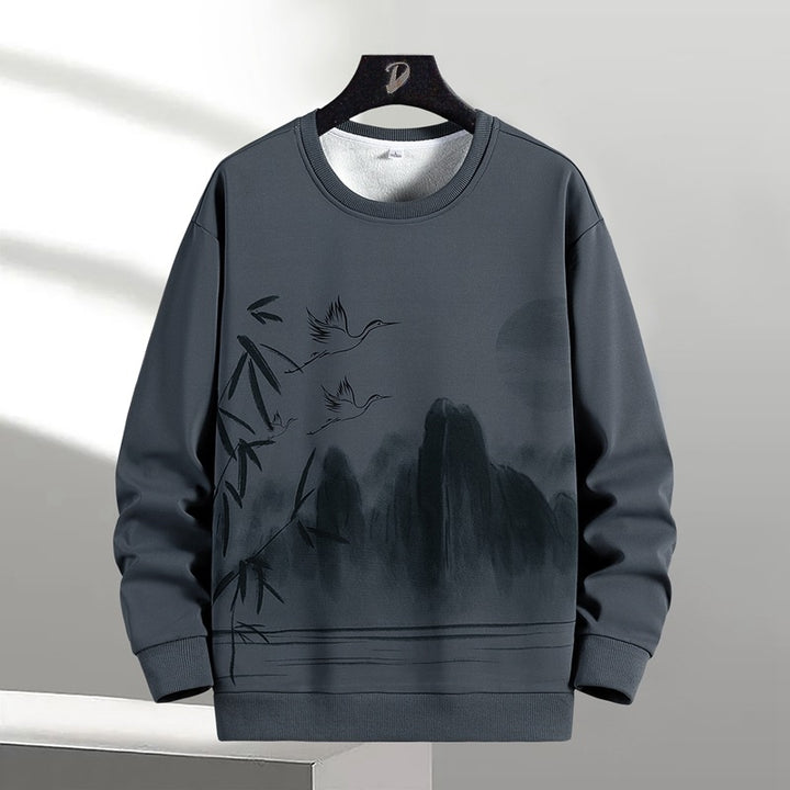 Unisex Oversize‑Sweatshirt mit Pinsel‑Print & geripptem Saum Drune