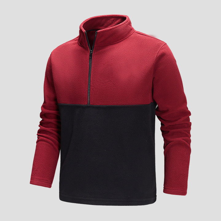 Herren Halbzip-Fleecepullover mit Stehkragen, Colorblock-Design & atmungsaktiver Mikrofleece-Qualität Drune