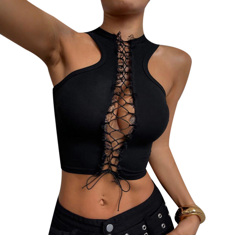 Damen Crop-Top mit dekorativem Schnür-Detail Drune