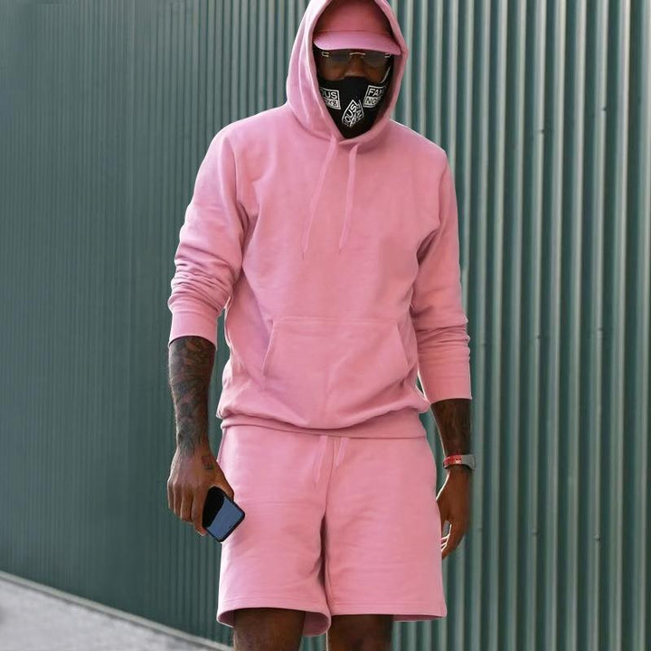 Drune Herren Hoodie-Shorts-Set mit Kängurutasche
