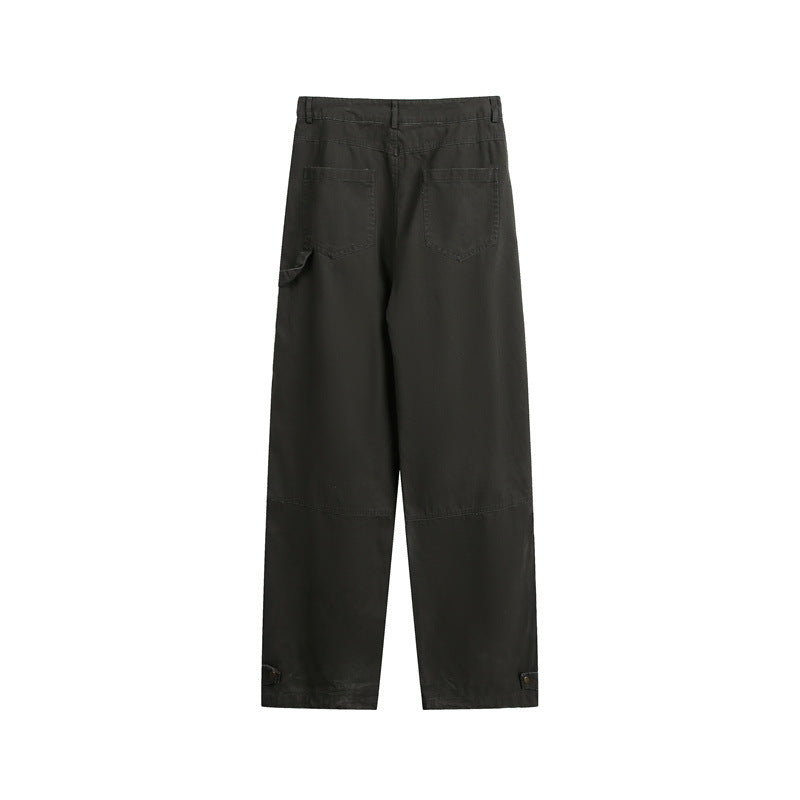 Damen Weite High‑Waist Cargo‑Hose mit Multifunktionstaschen und verstellbarem Saum Drune