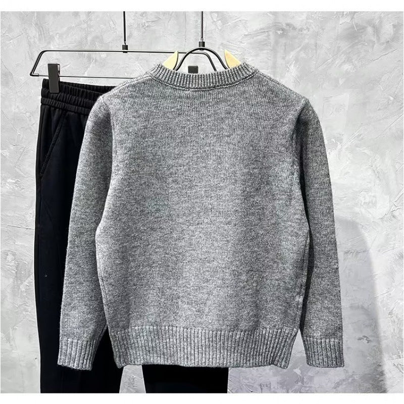 Damen Gemütlicher Strickpullover mit Kragen Drune