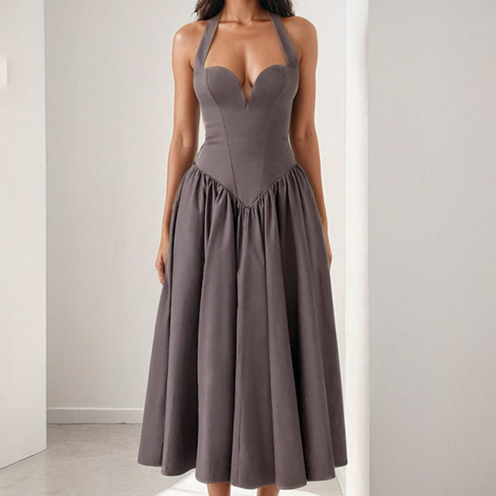 Damen Hochwertiges Abendkleid mit tiefem Herz-Ausschnitt und voluminösem Rock Drune
