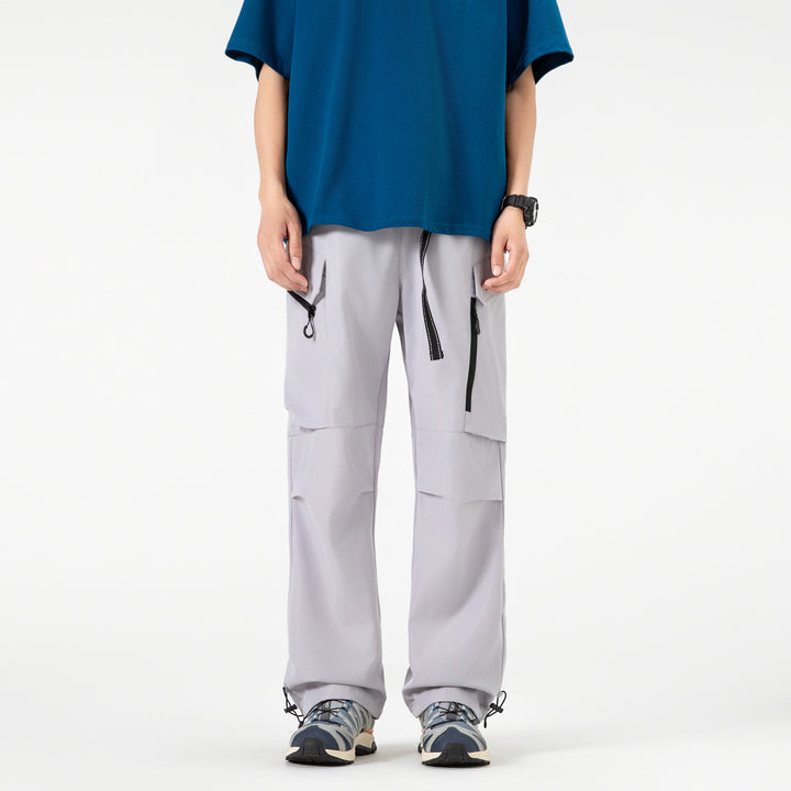Unisex Weite technische Cargo-Hose mit Multifachtaschen, Tunnelzug und verstellbaren Beinabschlüssen Drune