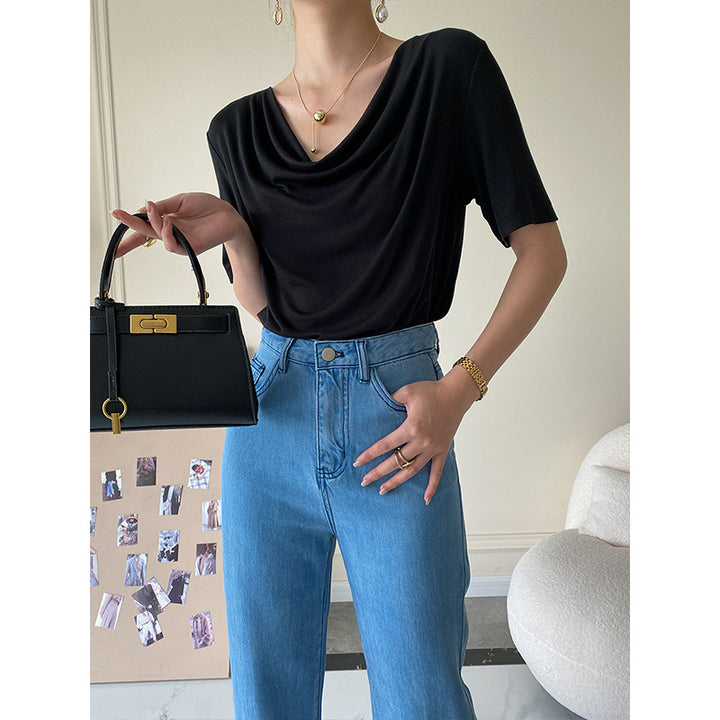 Damen Maxikleid mit eleganter Drapierung und floralem Muster Drune