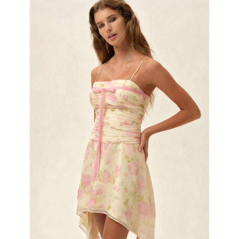 Damen Sommerliches Kleid mit floralem Design und asymmetrischem Saum Drune