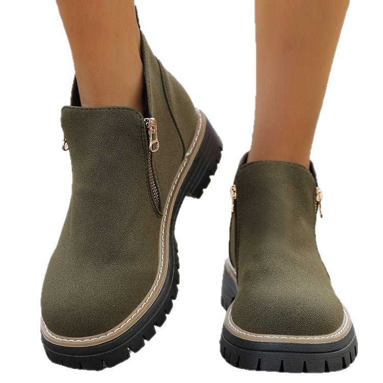 Damen Ankle-Boots mit grober Profilsohle und seitlichem Reißverschluss Drune