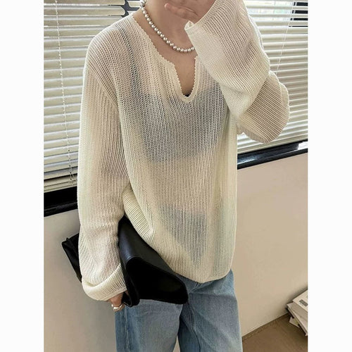 Damen lässiger Pullover mit schickem V-Ausschnitt Drune