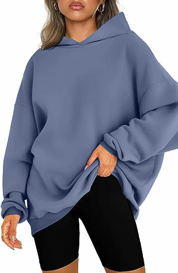 Damen nan Oversize-Kapuzenpullover im Longline-Schnitt mit Raglanärmeln und weichem Innenfutter Drune