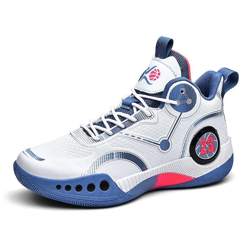 Herren gepolsterter High-Top Basketballschuh mit holografischen Akzenten und griffiger Gummilaufsohle Drune