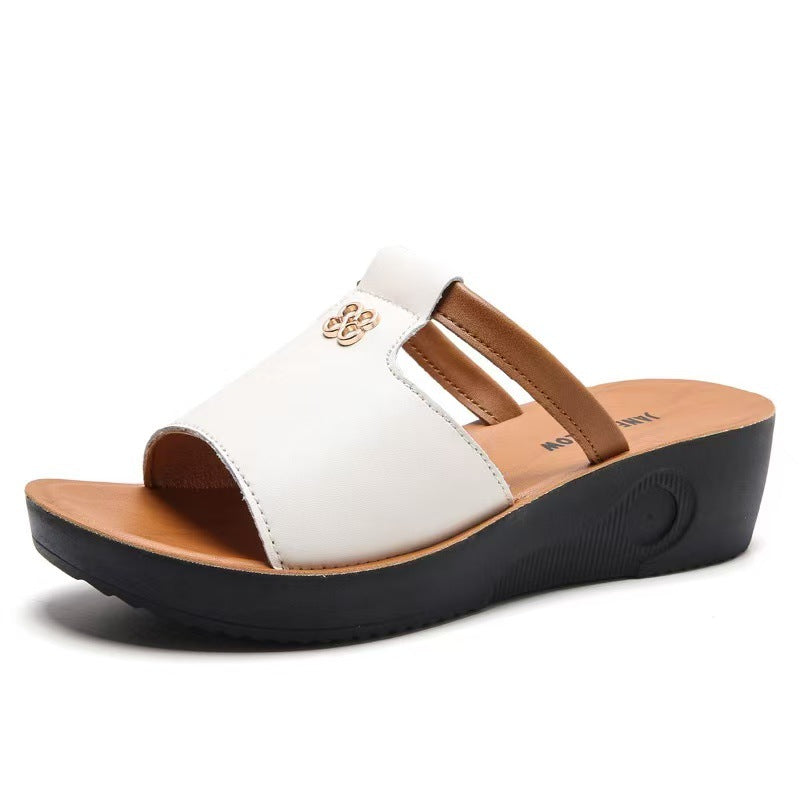 Drune - Sandalen zum Hineinschlüpfen mit offener Spitze | Stilvolle Keilsandalen bequeme Damen
