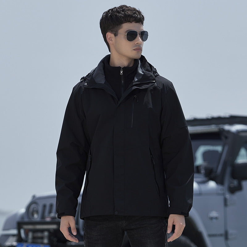 Damen Wasserdichte Outdoorjacke mit Kapuze, atmungsaktiver Membran und Multifunktions‑Reißverschlusstaschen Drune