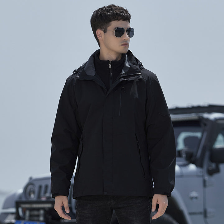 Damen Wasserdichte Outdoorjacke mit Kapuze, atmungsaktiver Membran und Multifunktions‑Reißverschlusstaschen Drune