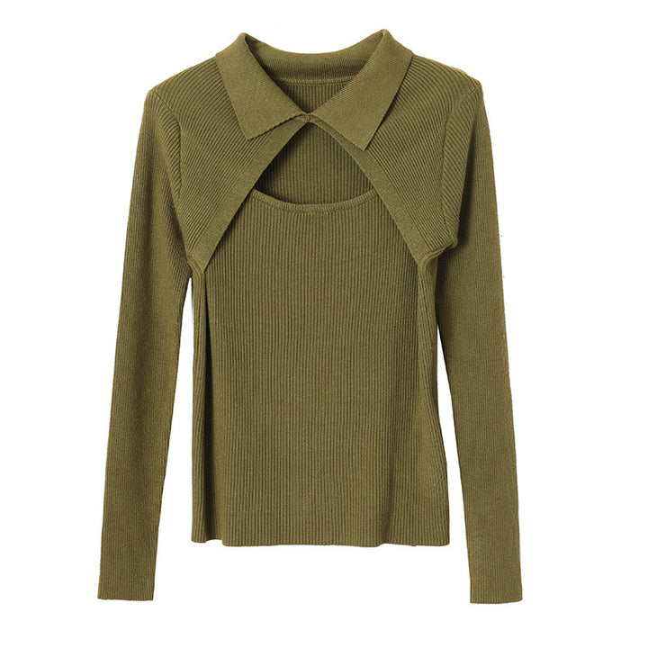 Damen modisches Langarmshirt mit raffiniertem Ausschnitt Drune