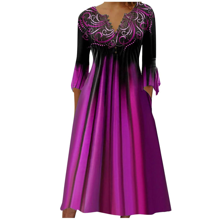 Damen Midikleid mit eleganter Bestickung und fließendem Schnitt Drune