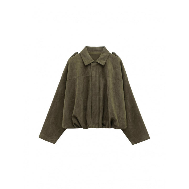 Damen modische Oversize-Jacke mit verstecktem Bund und Schulterdetails Drune