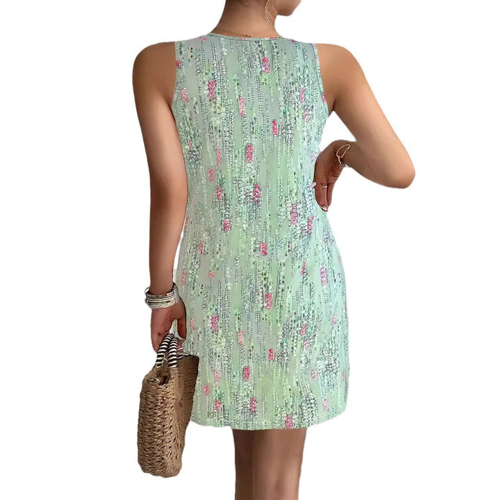 Damen lässiges Sommerkleid mit Knopf-Details und V-Ausschnitt Drune