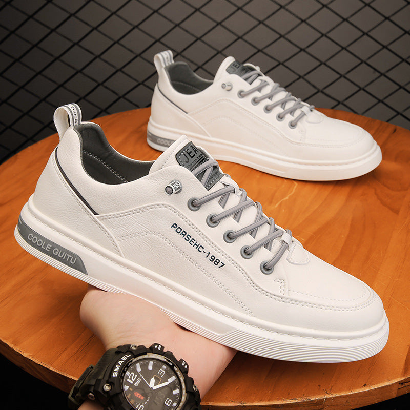 Herren elegante niedrige Leder-Sneaker mit Komfortfußbett und rutschfester Gummisohle Drune