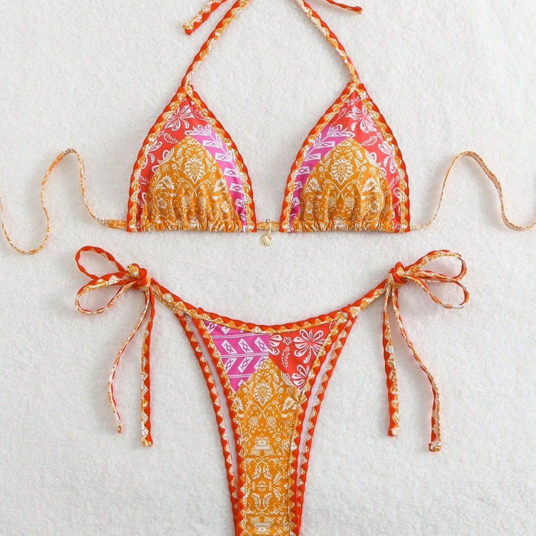 Damen Triangel-Bikini mit verspieltem Schnitt und exotischem Muster Drune