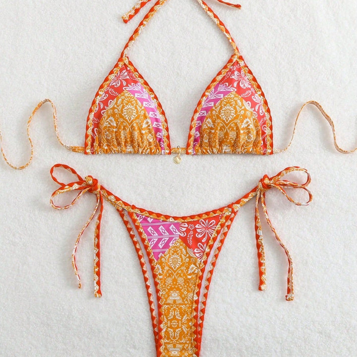 Damen Triangel-Bikini mit verspieltem Schnitt und exotischem Muster Drune