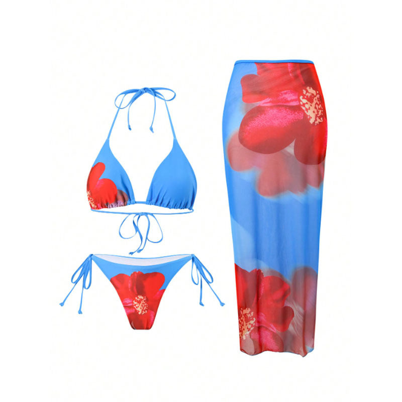 Damen Bikini-Set mit verstellbarem Wickelrock und floralen Akzenten Drune