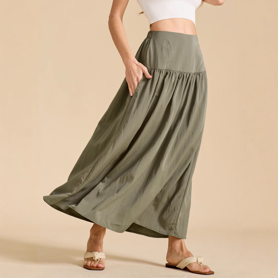Damen Maxi-Rock mit elastischem Taillenbund und fließendem Schnitt Drune