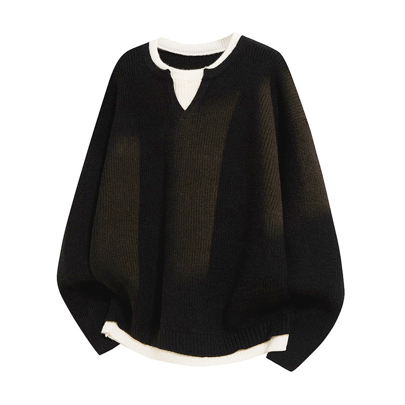 Damen Eleganter lässiger Pullover mit V-Ausschnitt und weitem Schnitt Drune