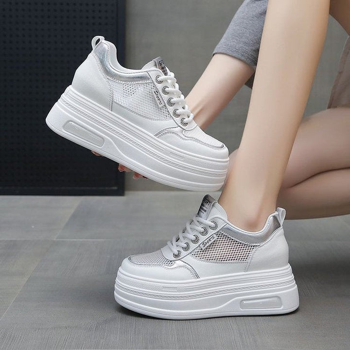 Damen Sportliche Plateau Sneakers mit atmungsaktiver Mesh-Oberfläche und schockabsorbierender Sohle Drune
