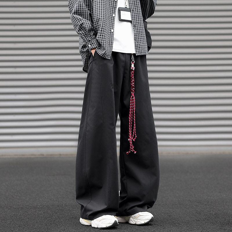 Herren Weit geschnittene Bundfaltenhose im Streetwear-Look mit extra weitem Bein Drune