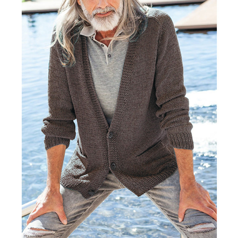 Herren Strickcardigan mit Kapuze und aufgesetzten Taschen Drune