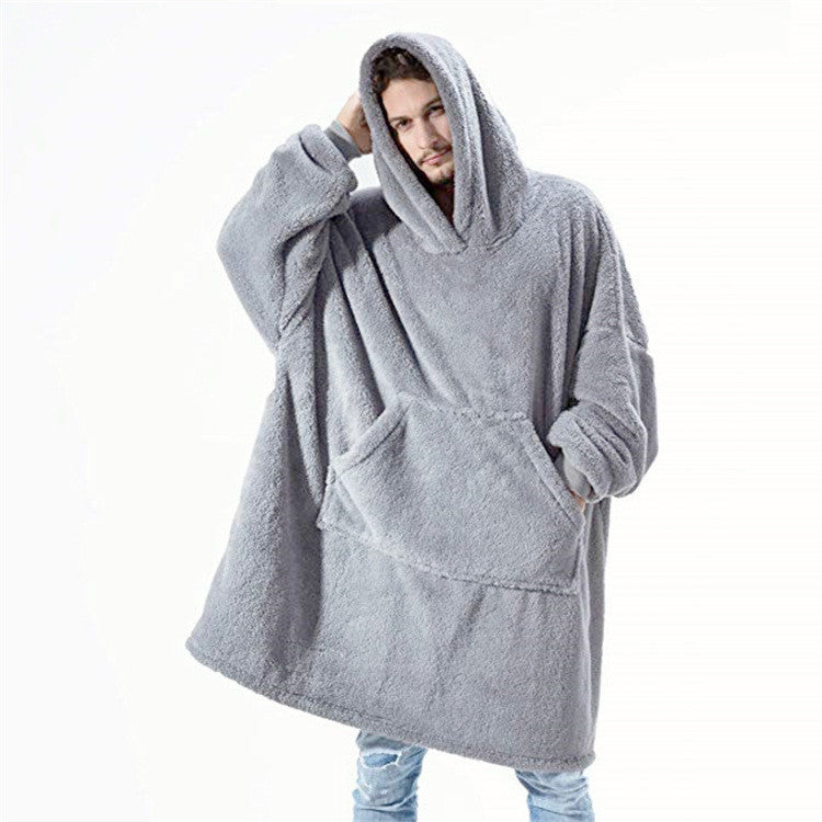 Damen Kuschelpullover-Poncho mit Kapuze und praktischen Taschen Drune