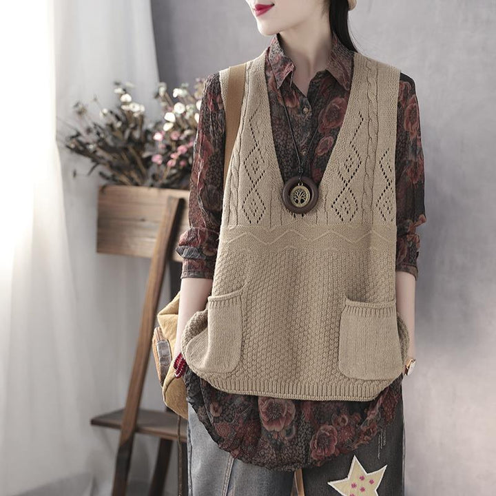 Damen Strickweste mit tiefem V-Ausschnitt und praktischen Taschen Drune 1759203291
