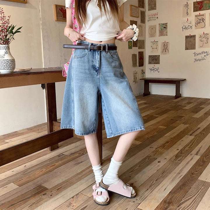 Damen weite Denim-Shorts im modernen Design mit praktischen Taschen Drune