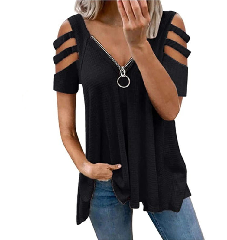 Damen Strickpullover mit modischen Cut-Out-Ärmeln Drune
