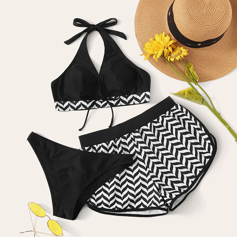 Damen Sport-Bikini-Set mit hoch geschnittenem Oberteil und komfortablen Shorts Drune