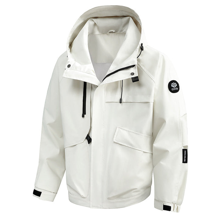 Herren Wasserabweisende Utility-Outdoorjacke mit Kapuze, Mehrfachtaschen & verstellbaren Manschetten Drune