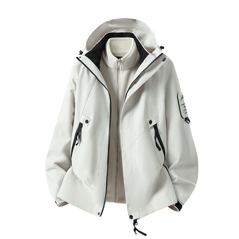 Herren Zwei-in-eins Wetterschutzjacke mit abnehmbarer Steppweste und verstellbarer Kapuze Drune