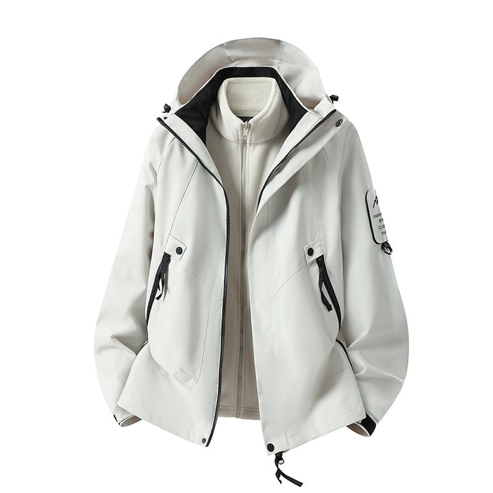 Herren Zwei-in-eins Wetterschutzjacke mit abnehmbarer Steppweste und verstellbarer Kapuze Drune