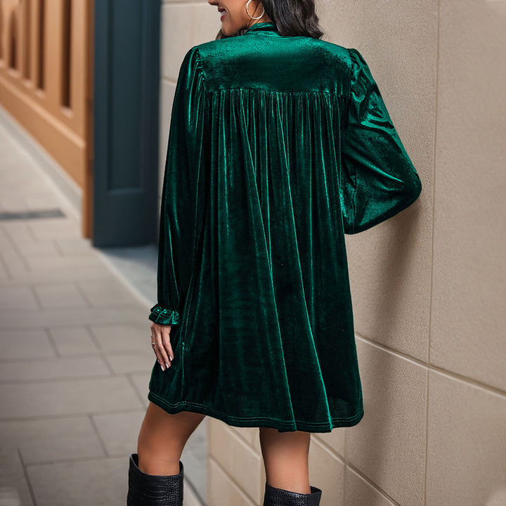 Damen Elegantes Samtkleid mit tiefem V-Ausschnitt Drune