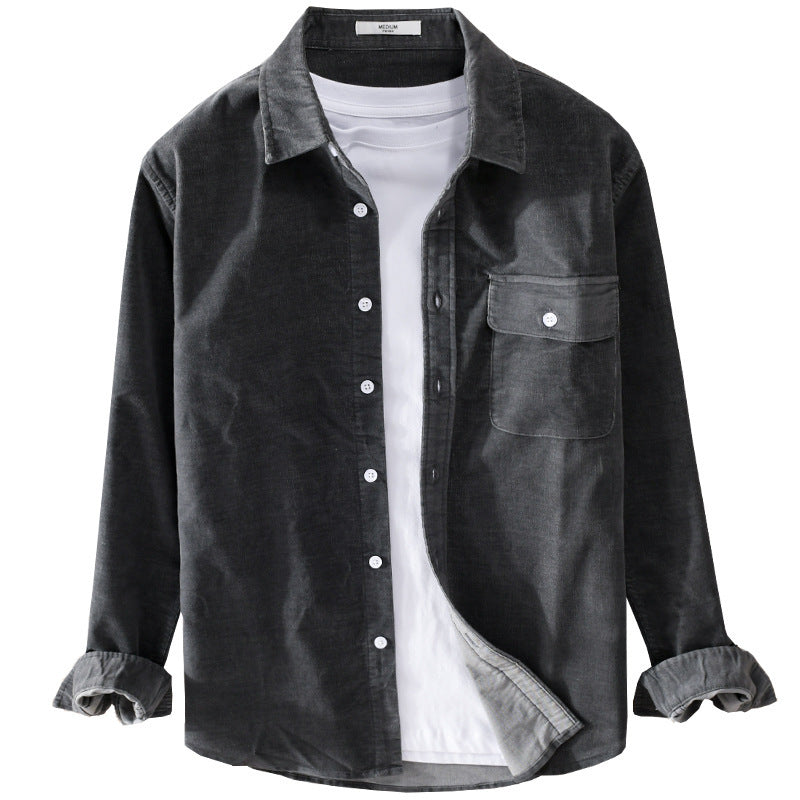 Herren Cord-Overshirt mit Brusttasche, Relaxed-Fit und durchgehender Knopfleiste Drune
