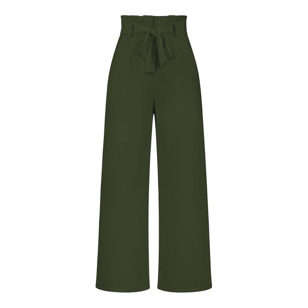 Damen Weit geschnittene Hochbundhose mit Bindegürtel Drune